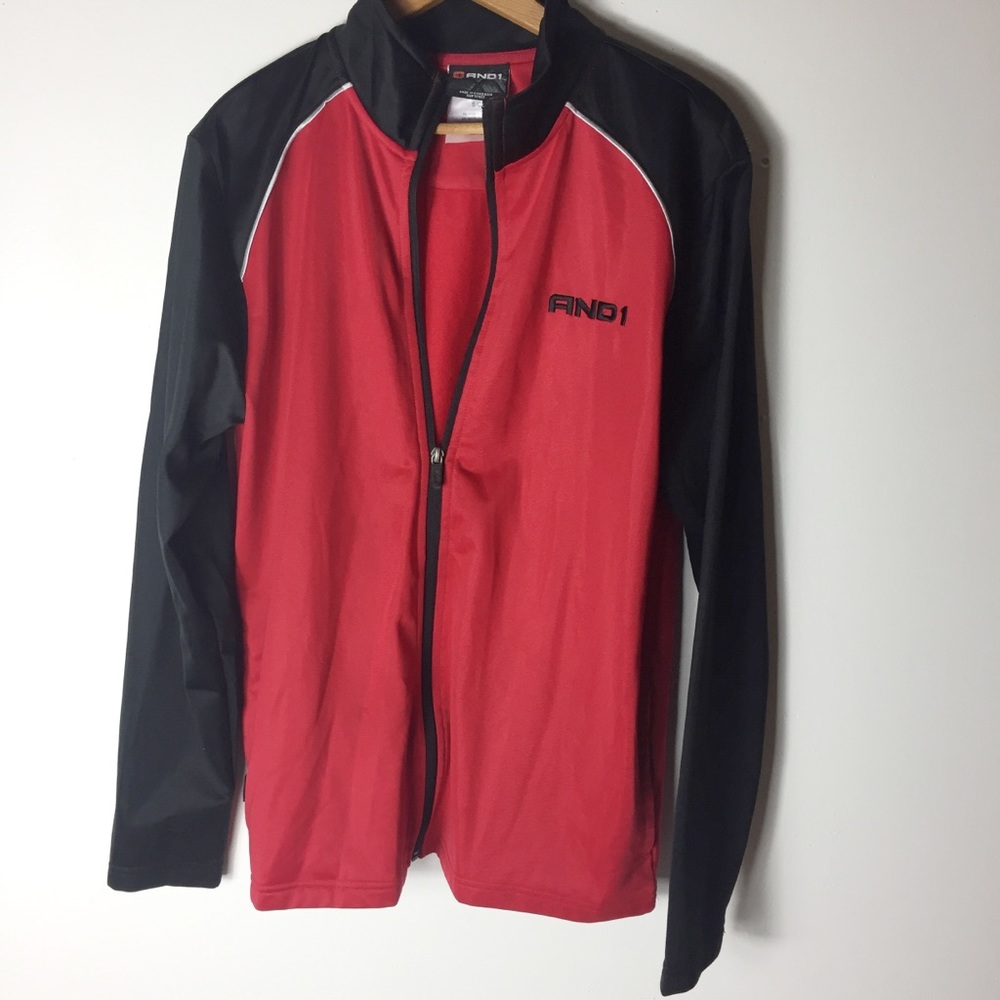 Andi Red Black S Athletic Zip Front Casual Jacket